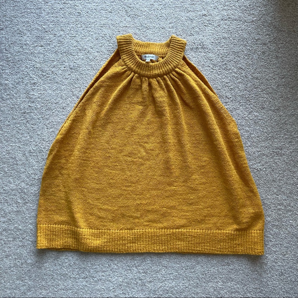 Madewell sleeveless sweater halter style mustard color